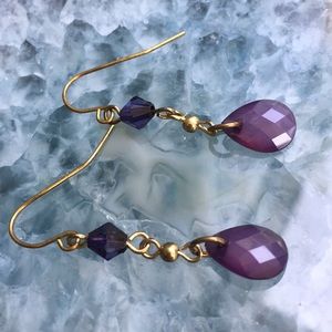 Glass Amethyst Earrings 5/$25